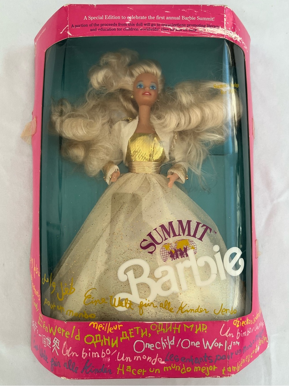 Vintage 1990 Summit Barbie Gold Bodice with Cream Glitter Skirt